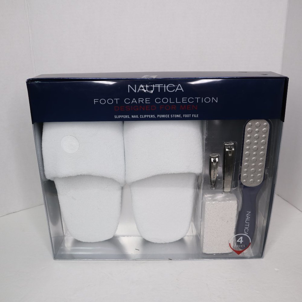 Nautica foot care collection 4-piece nail clippers slippers file stone nib